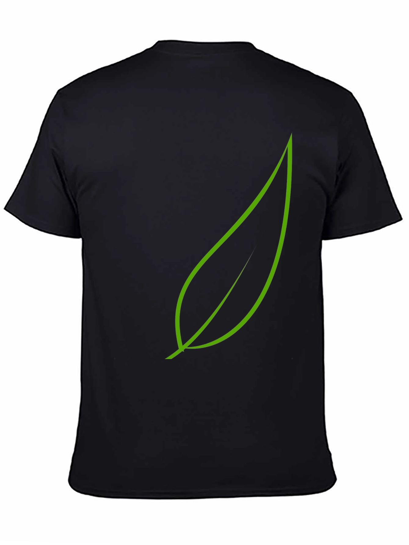 Green Leaf Graphic Black T-Shirt
