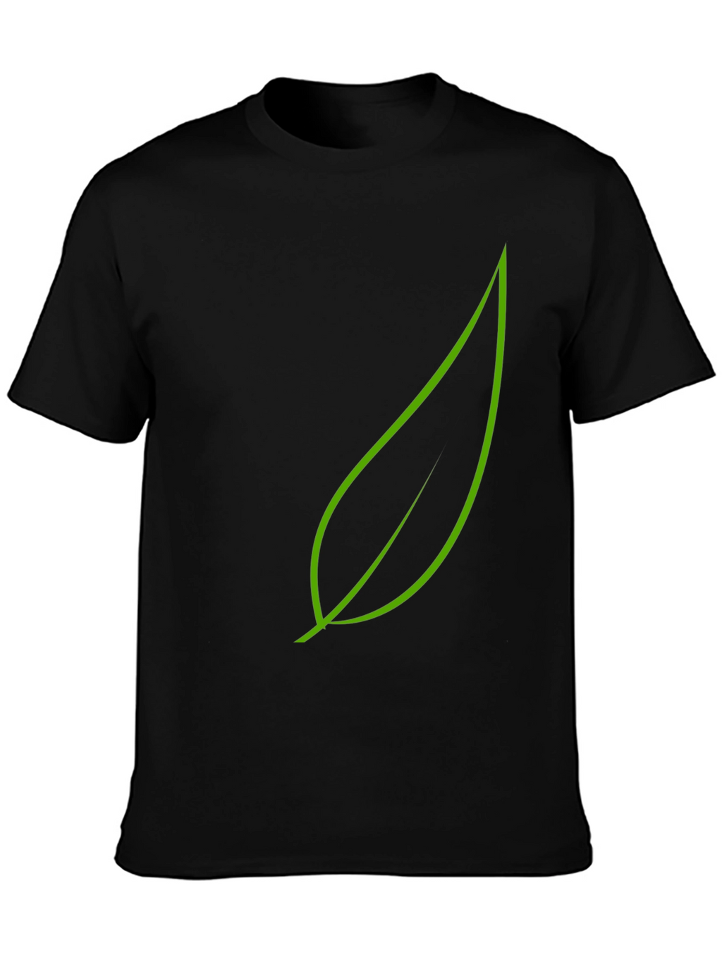 Green Leaf Graphic Black T-Shirt