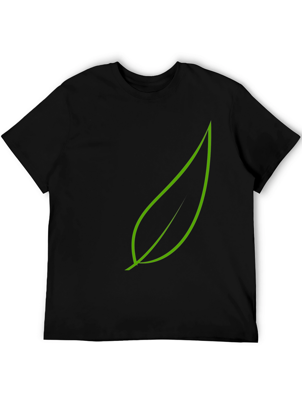 Green Leaf Graphic Black T-Shirt