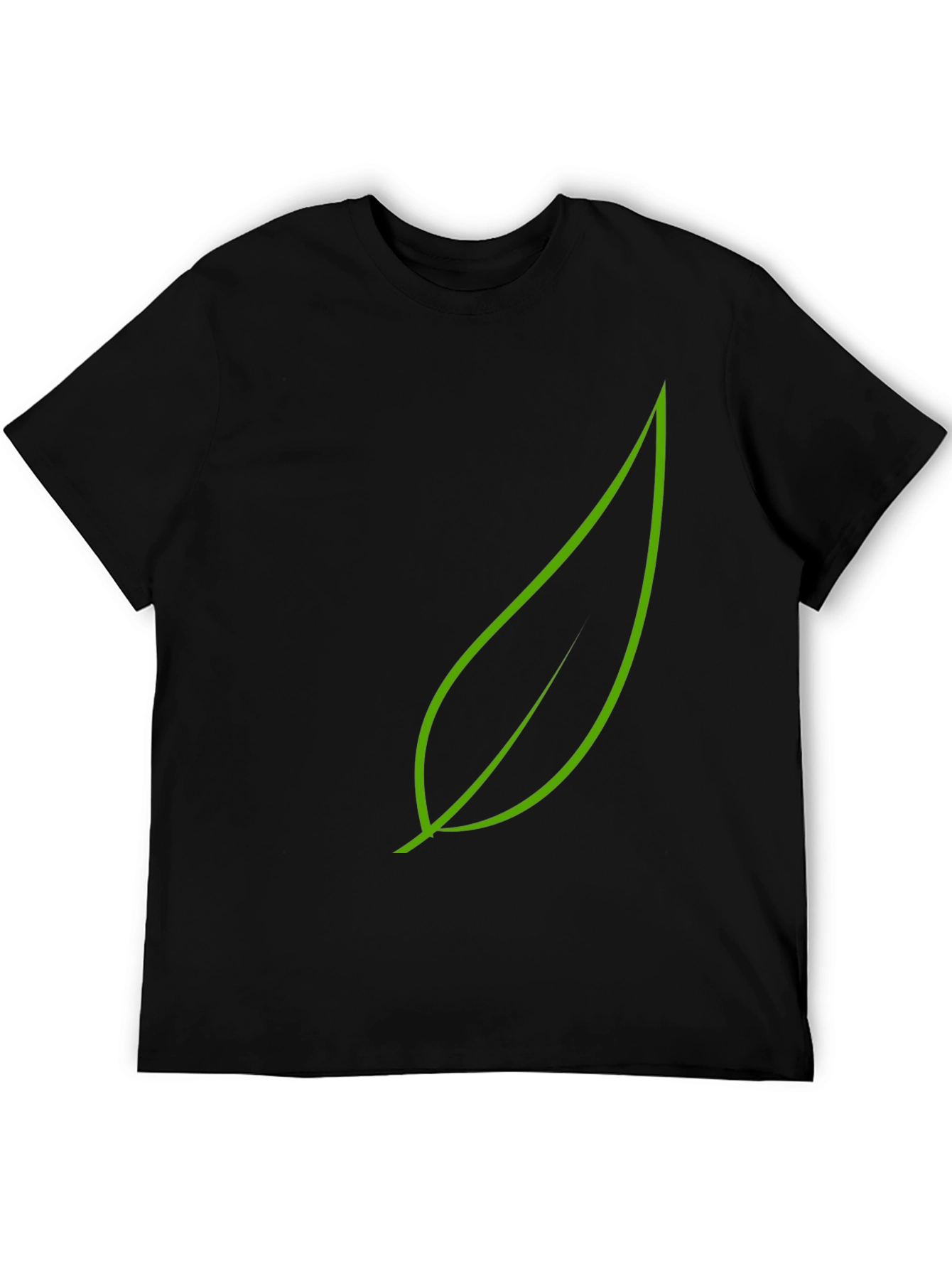 Green Leaf Graphic Black T-Shirt