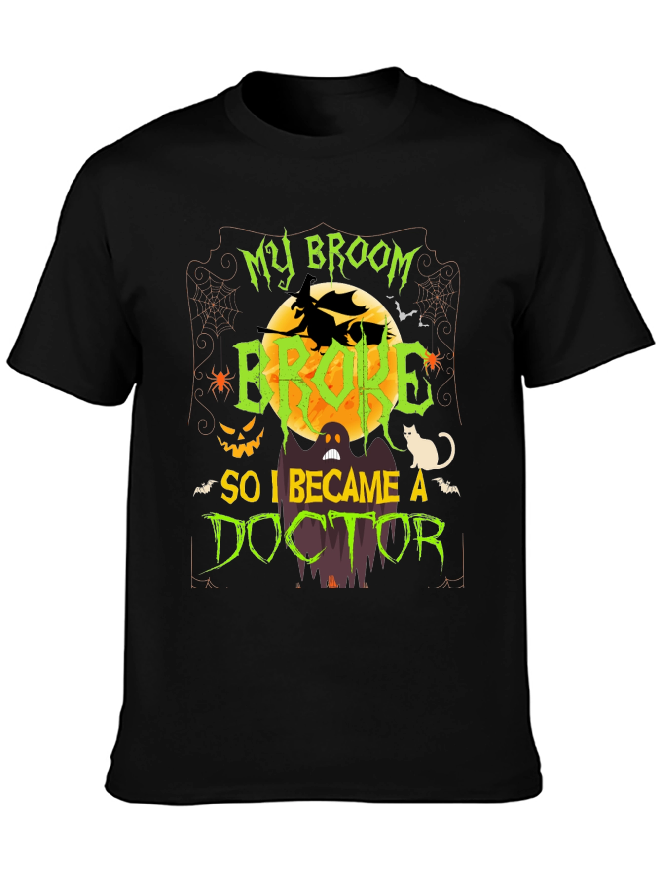 Halloween Doctor T-Shirt - Funny Broken Broom Tee
