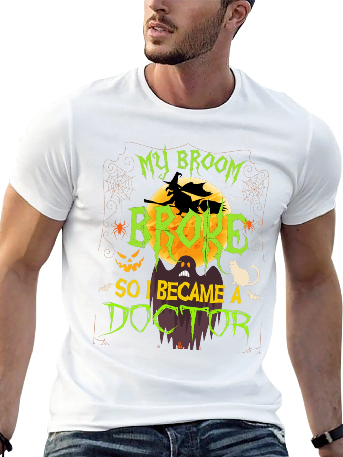 Halloween Doctor T-Shirt - Funny Broken Broom Tee