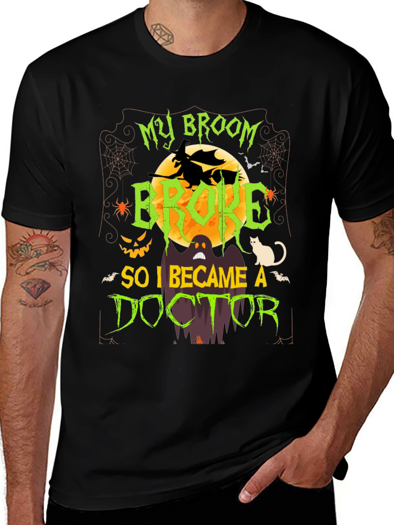 Halloween Doctor T-Shirt - Funny Broken Broom Tee