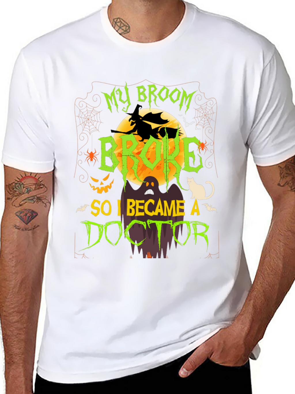 Halloween Doctor T-Shirt - Funny Broken Broom Tee