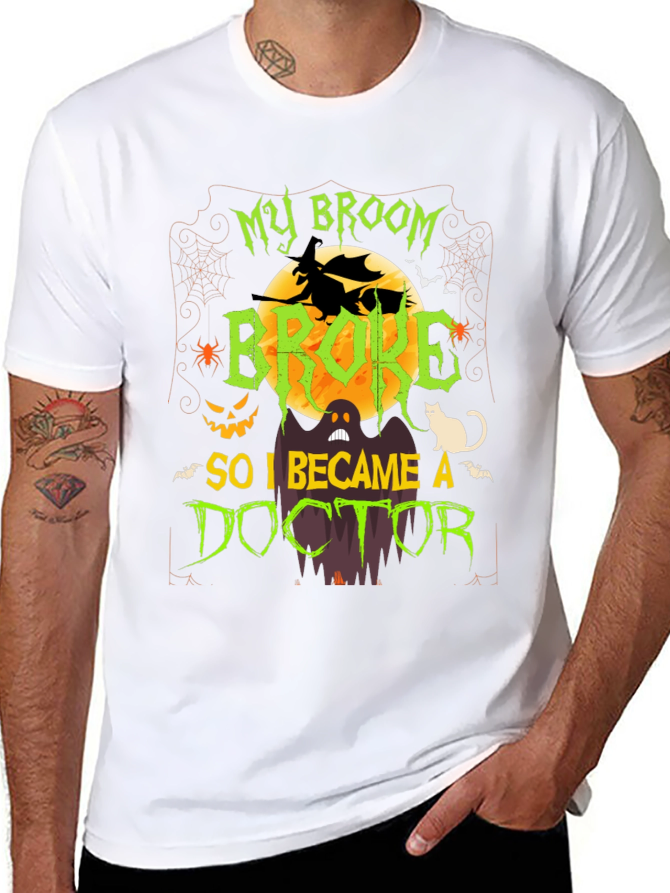 Halloween Doctor T-Shirt - Funny Broken Broom Tee
