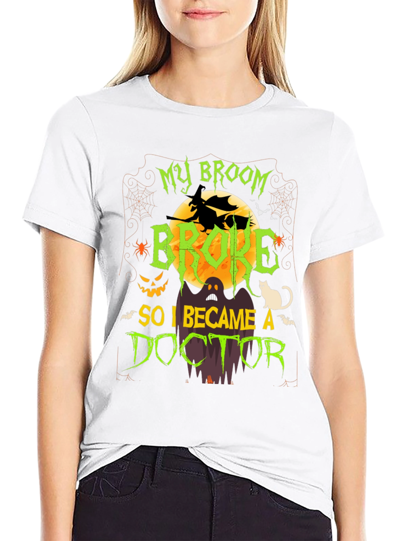 Halloween Doctor T-Shirt - Funny Broken Broom Tee