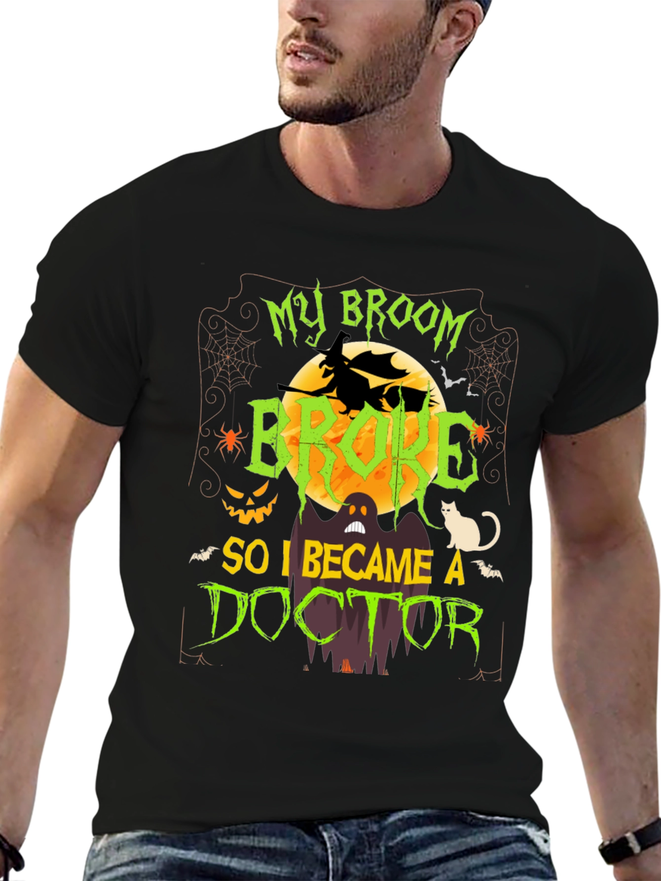 Halloween Doctor T-Shirt - Funny Broken Broom Tee