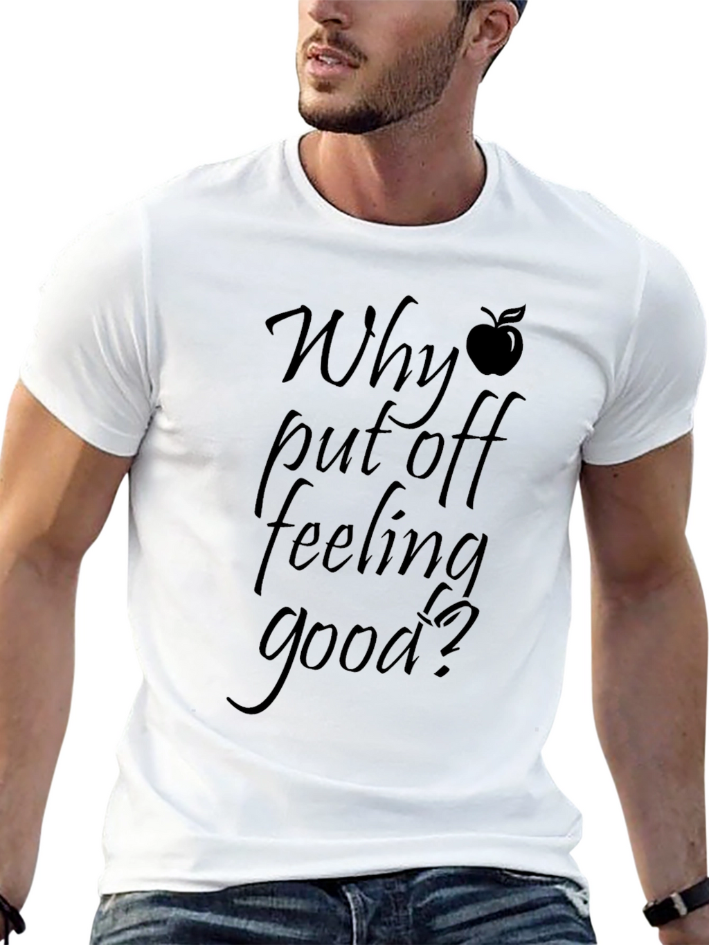 Why Put Off Feeling Good? Black Graphic Tee