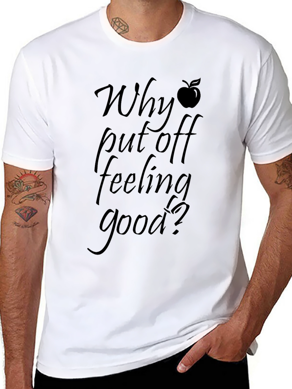 Why Put Off Feeling Good? Black Graphic Tee