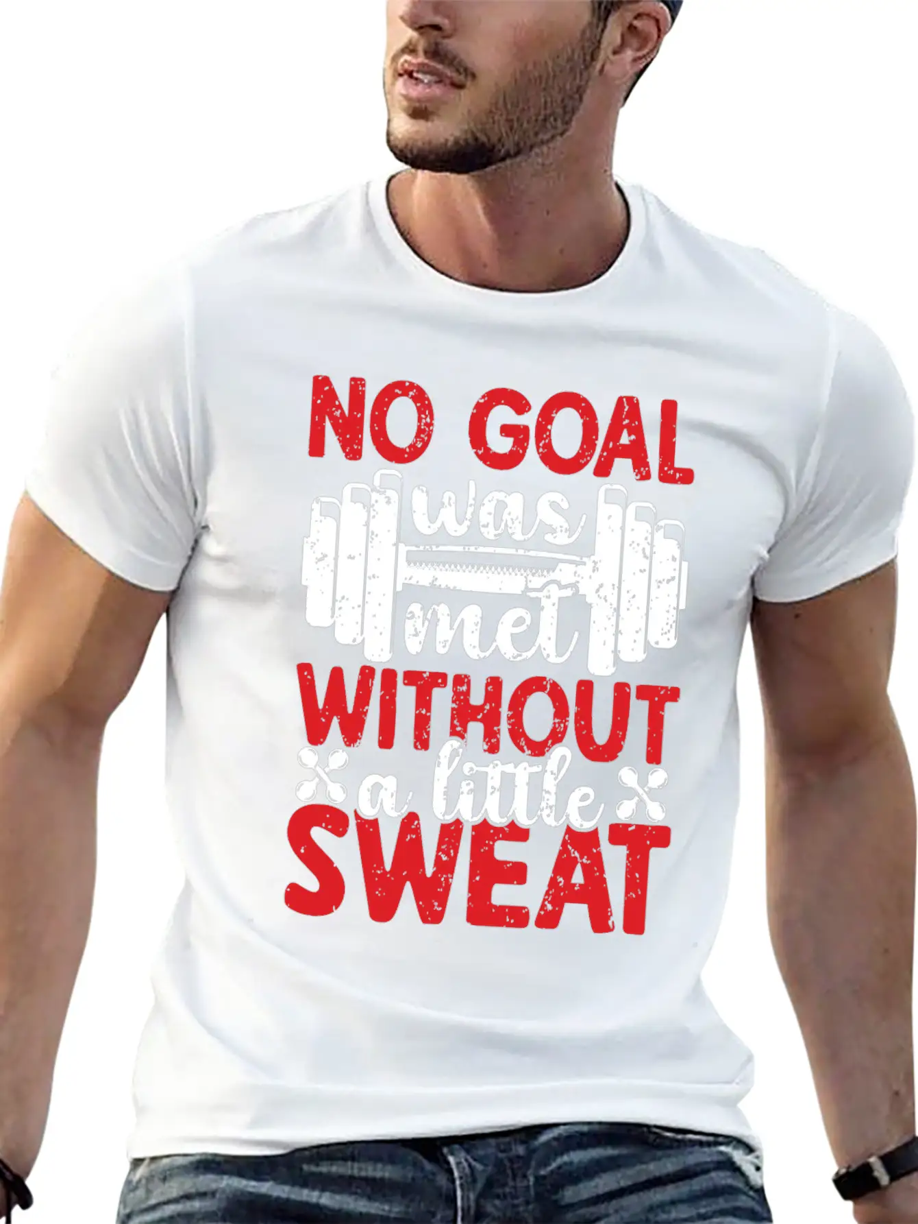 No Goal Was Met Without A Little Sweat Breathable Graphic T-Shirt – Perfect For Casual Days