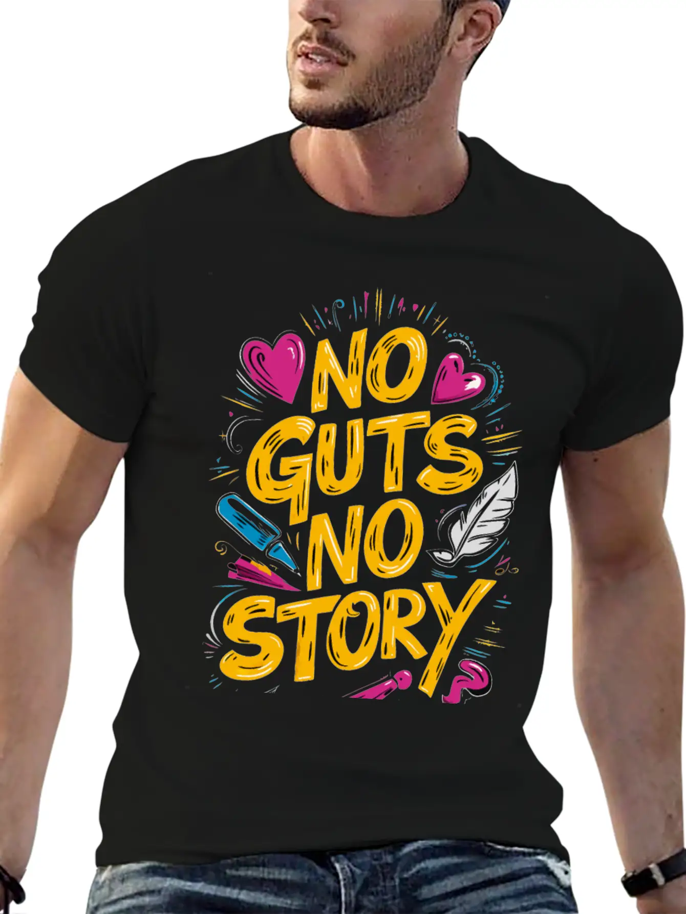 No Guts No Story - Motivational Quote Essential Cotton Tee For Daily Outfits – Unisex Style