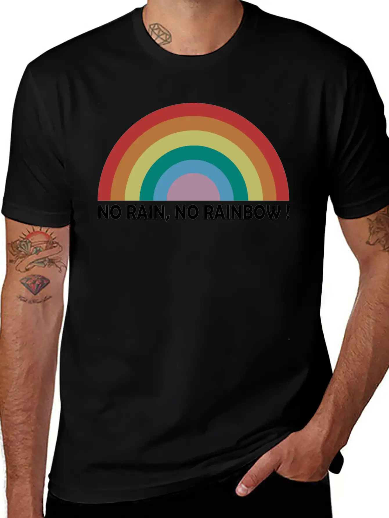 No Rain No Rainbow Essential Cotton Tee For Daily Outfits – Unisex Style
