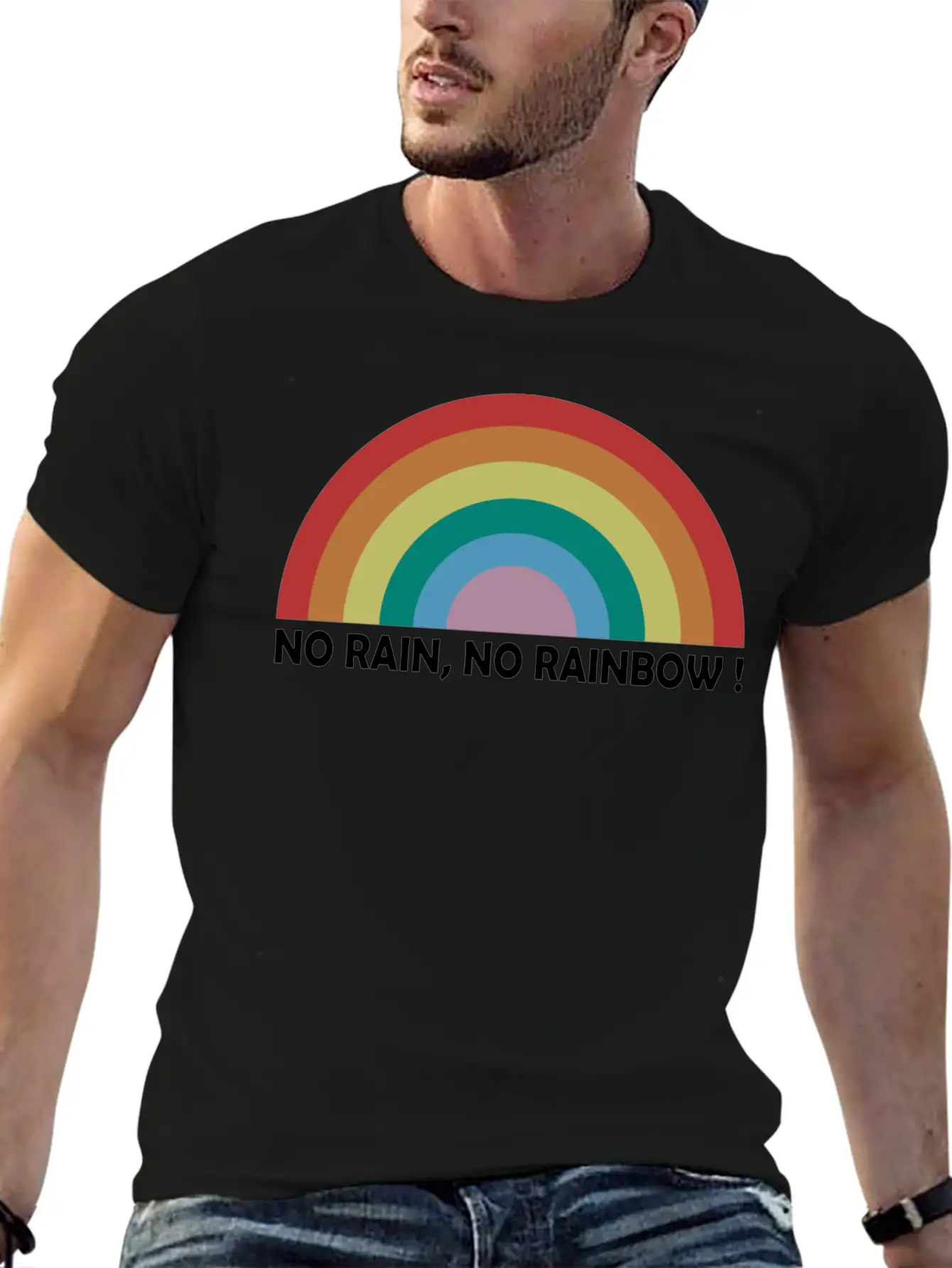 No Rain No Rainbow Essential Cotton Tee For Daily Outfits – Unisex Style