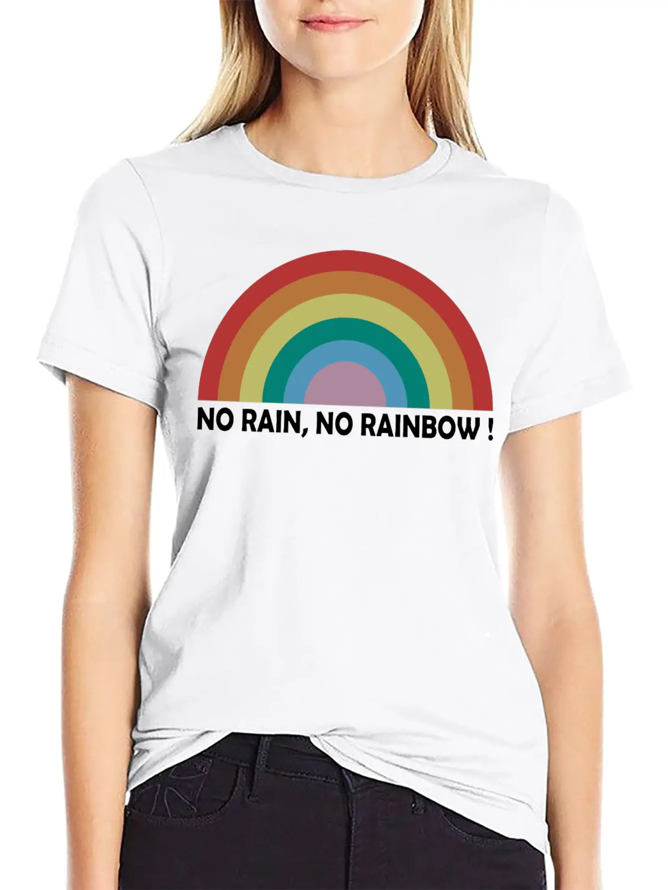 No Rain No Rainbow Essential Cotton Tee For Daily Outfits – Unisex Style
