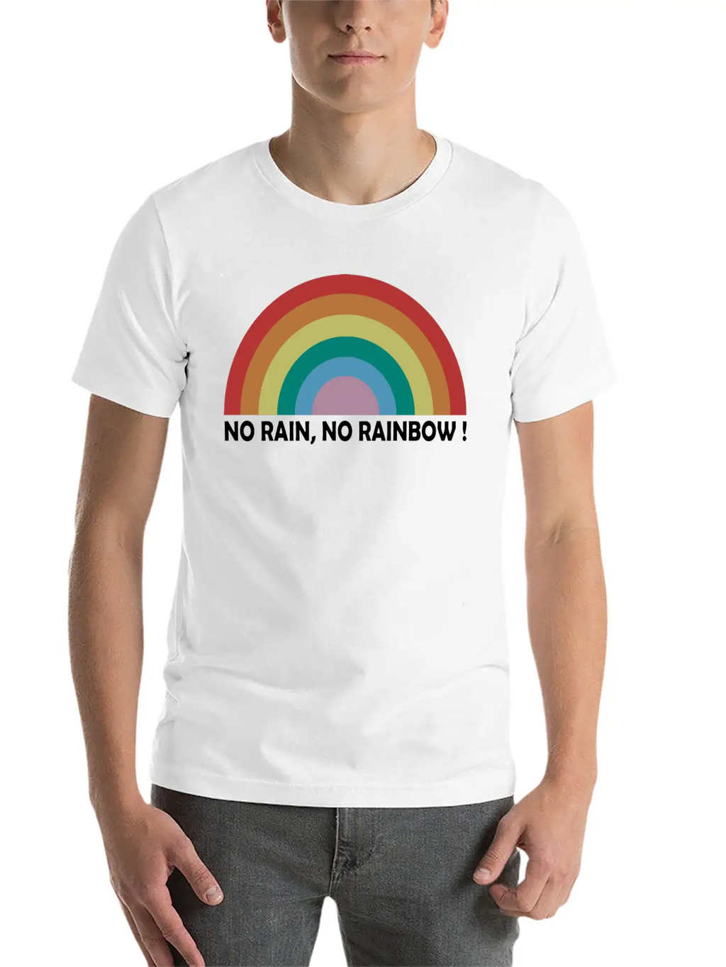 No Rain No Rainbow Essential Cotton Tee For Daily Outfits – Unisex Style