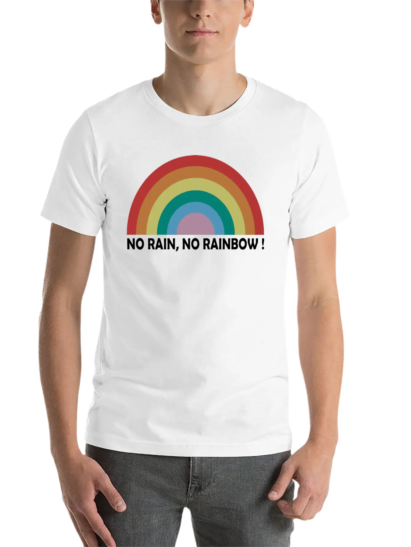 No Rain No Rainbow Essential Cotton Tee For Daily Outfits – Unisex Style