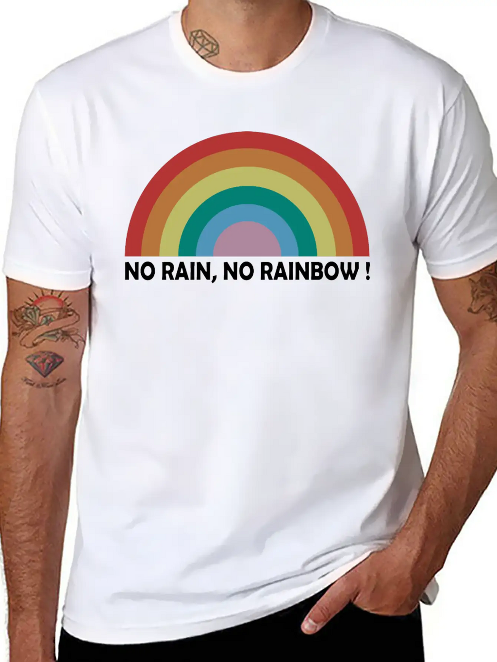 No Rain No Rainbow Essential Cotton Tee For Daily Outfits – Unisex Style