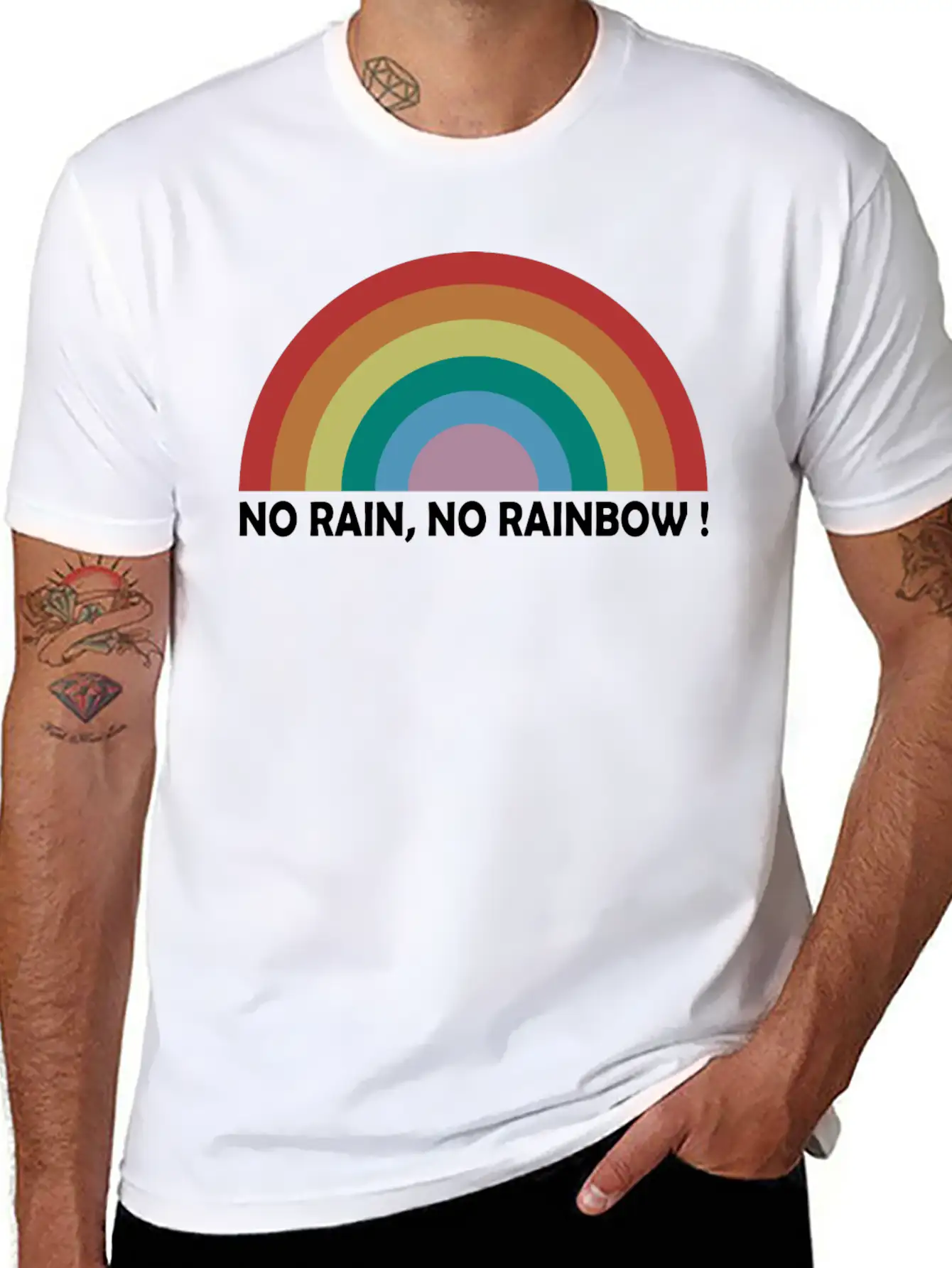 No Rain No Rainbow Essential Cotton Tee For Daily Outfits – Unisex Style