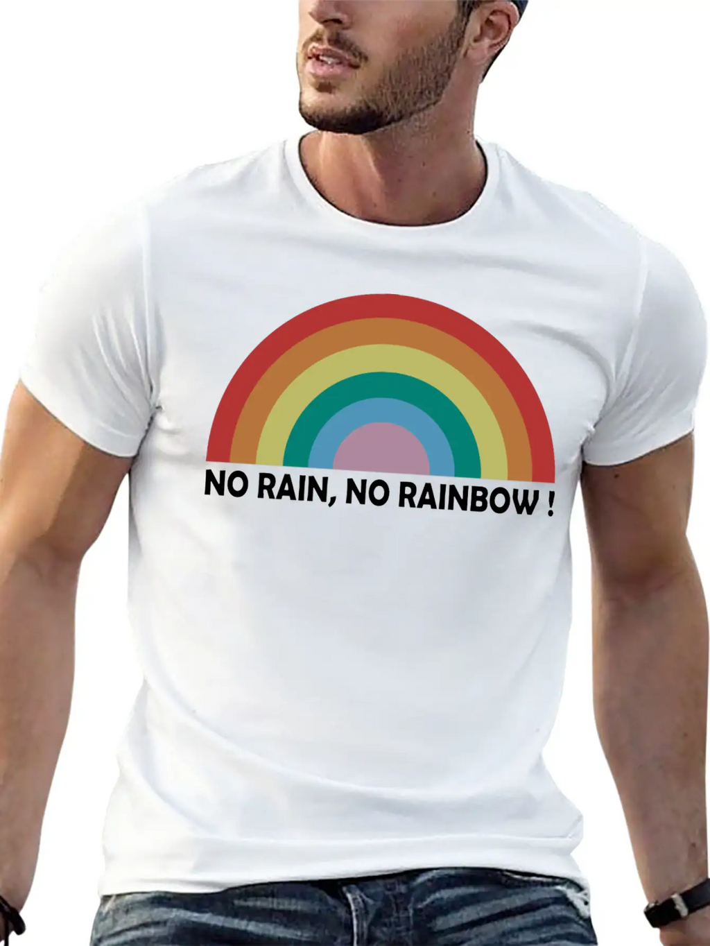 No Rain No Rainbow Essential Cotton Tee For Daily Outfits – Unisex Style