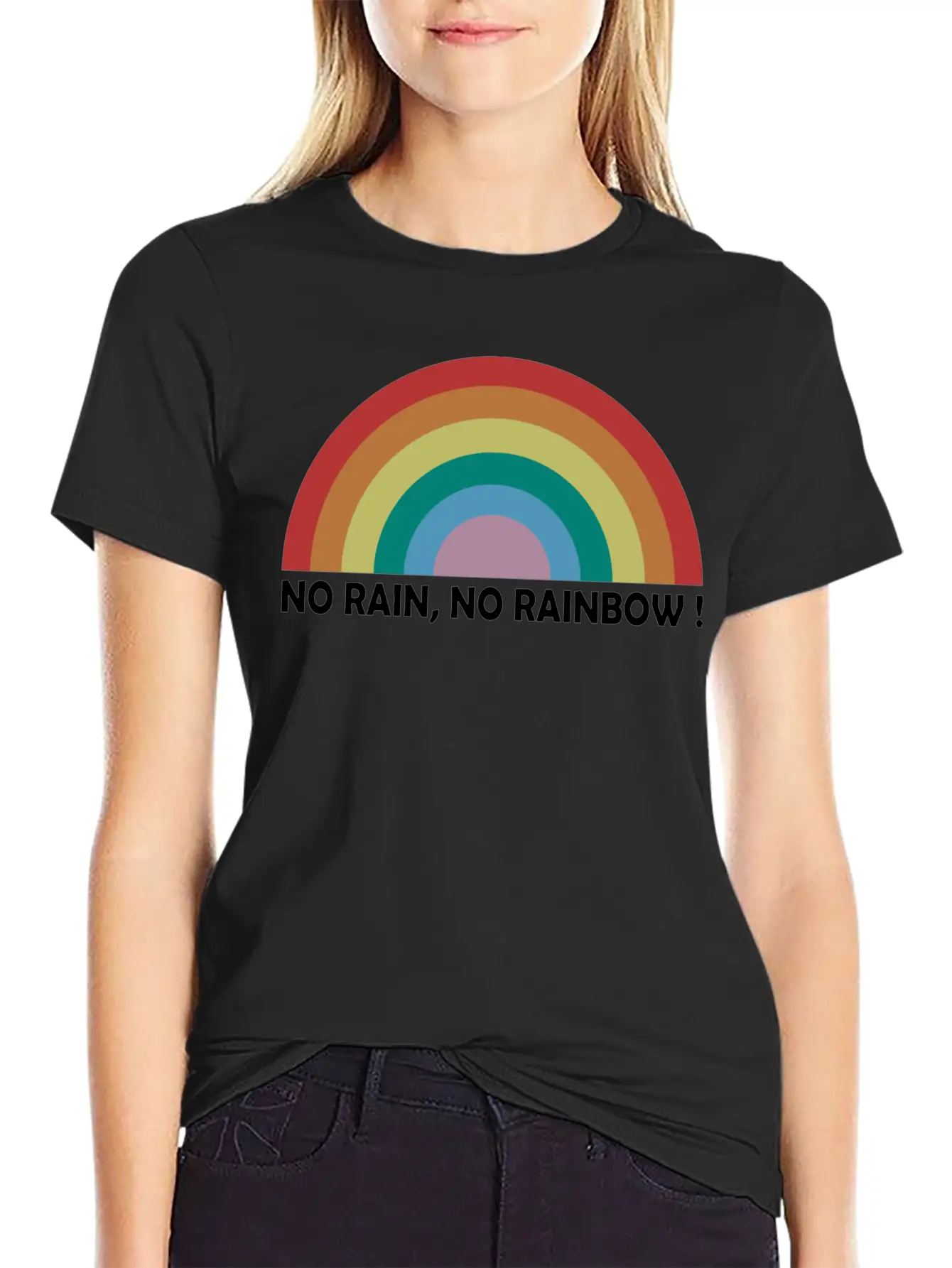 No Rain No Rainbow Essential Cotton Tee For Daily Outfits – Unisex Style