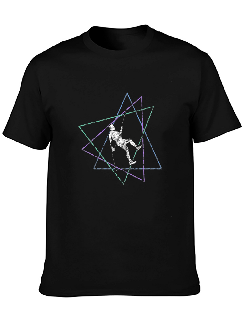 Geometric Climber Graphic Tee - Stylish Black T-Shirt