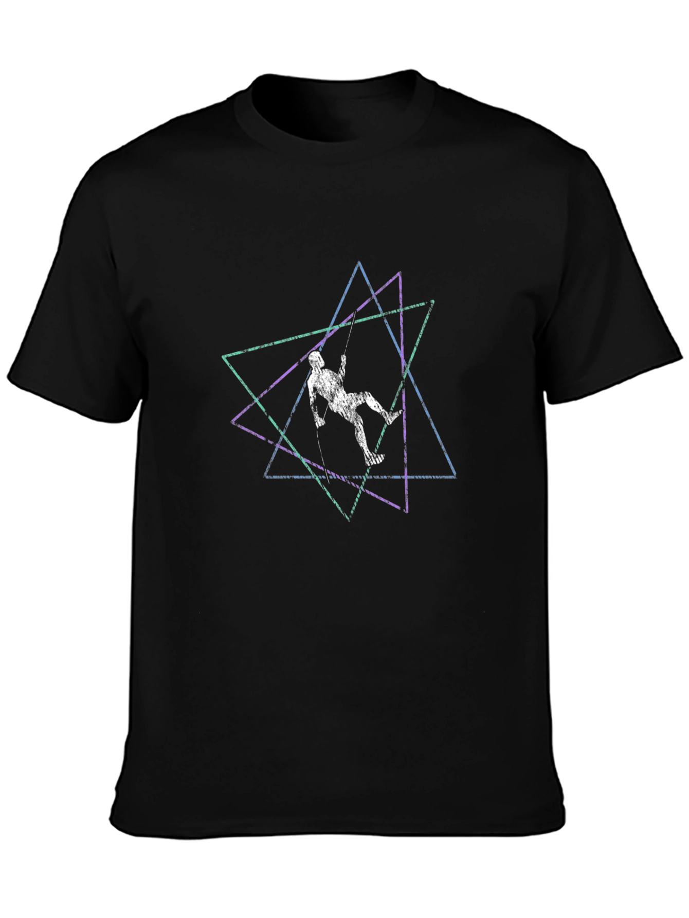 Geometric Climber Graphic Tee - Stylish Black T-Shirt