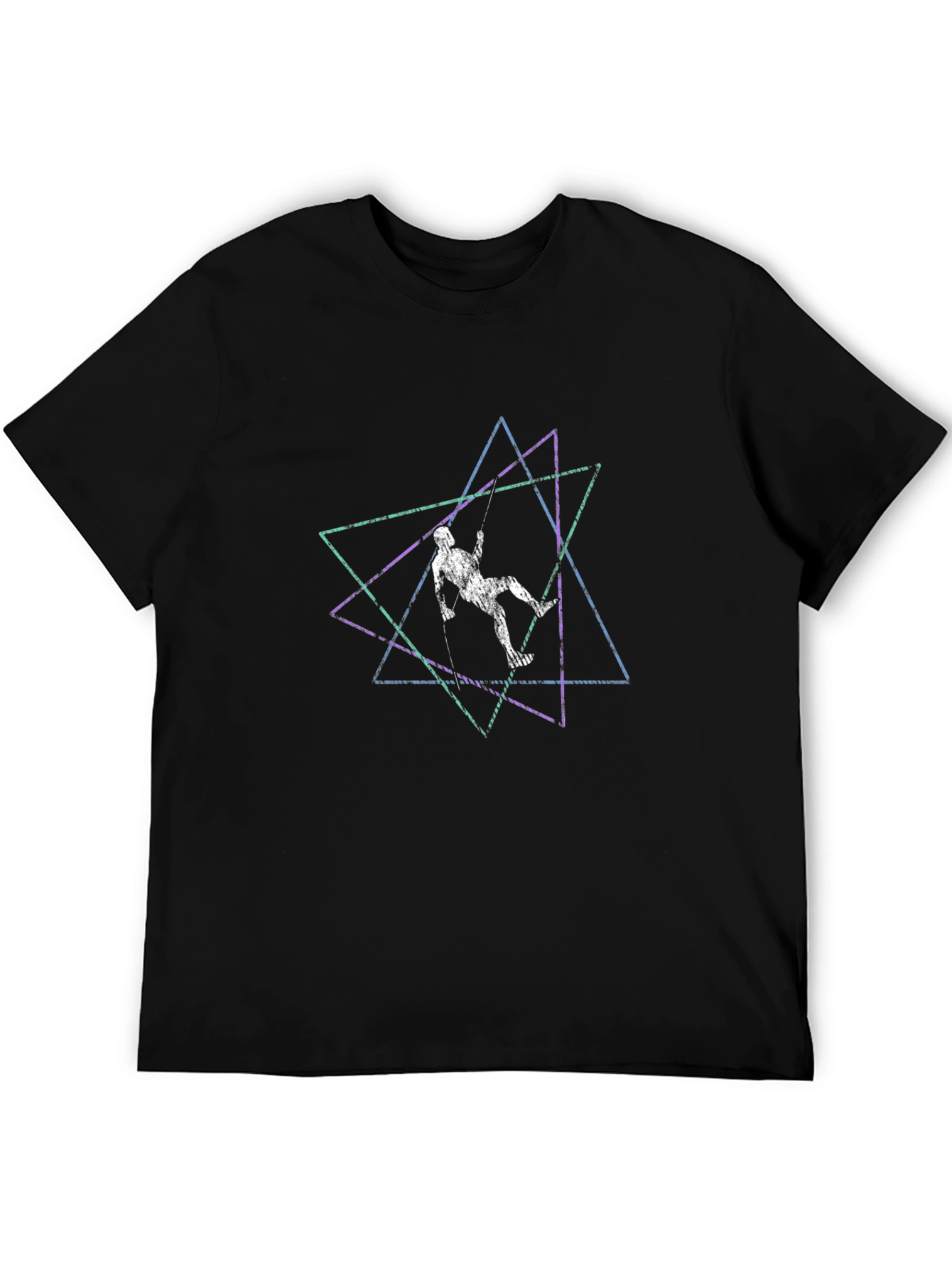 Geometric Climber Graphic Tee - Stylish Black T-Shirt