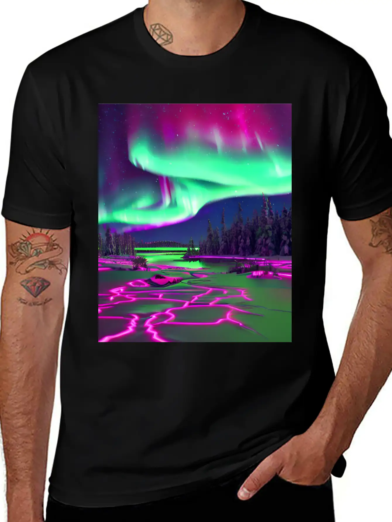 Northern Lights Breathable Soft Cotton T-Shirt – Timeless Casual Look