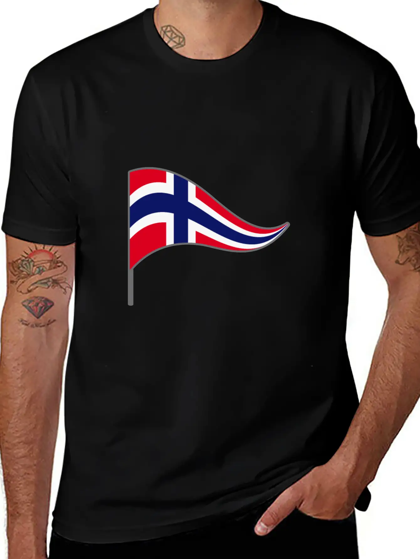 Norway Oslo Scandinavian Flag Banner Flags Essential Cotton Tee For Daily Outfits – Unisex Style