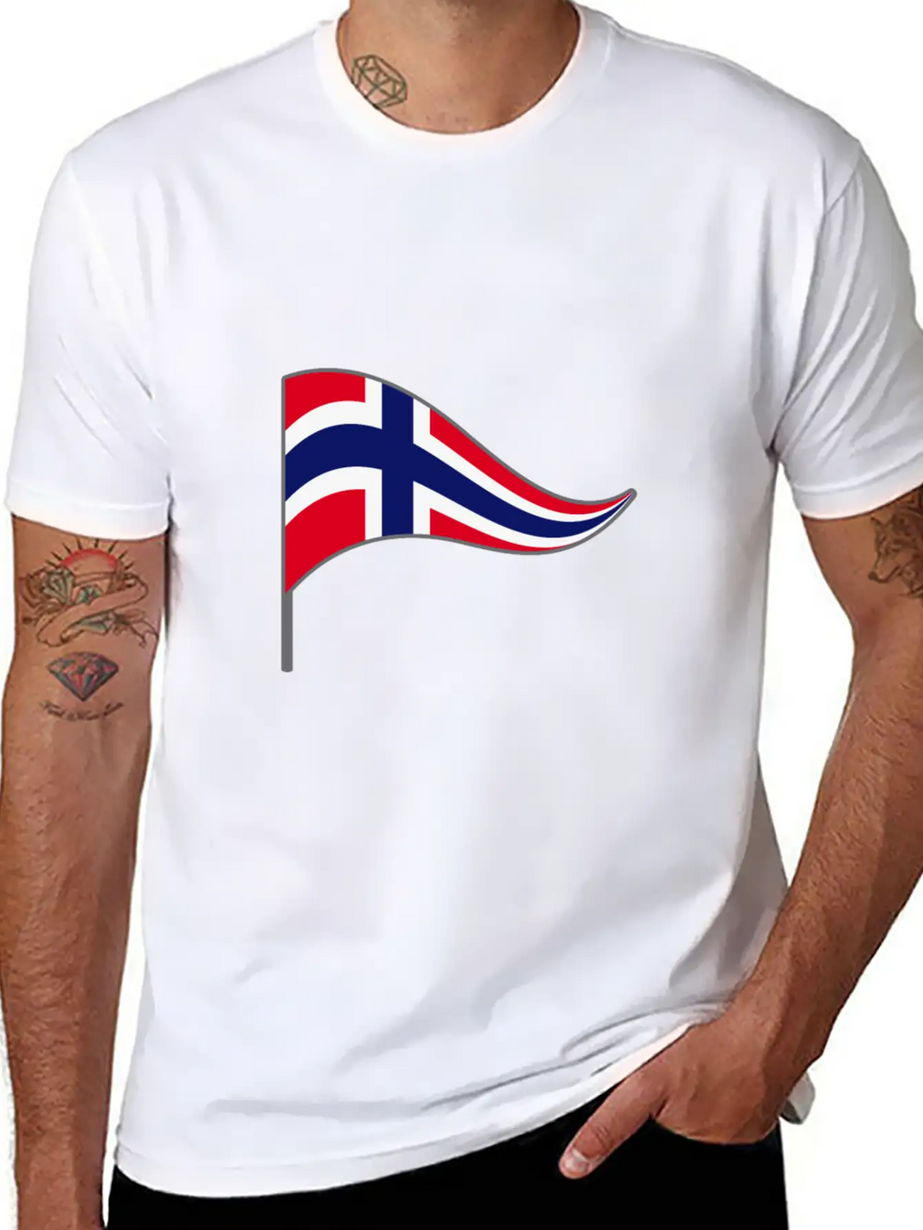 Norway Oslo Scandinavian Flag Banner Flags Essential Cotton Tee For Daily Outfits – Unisex Style
