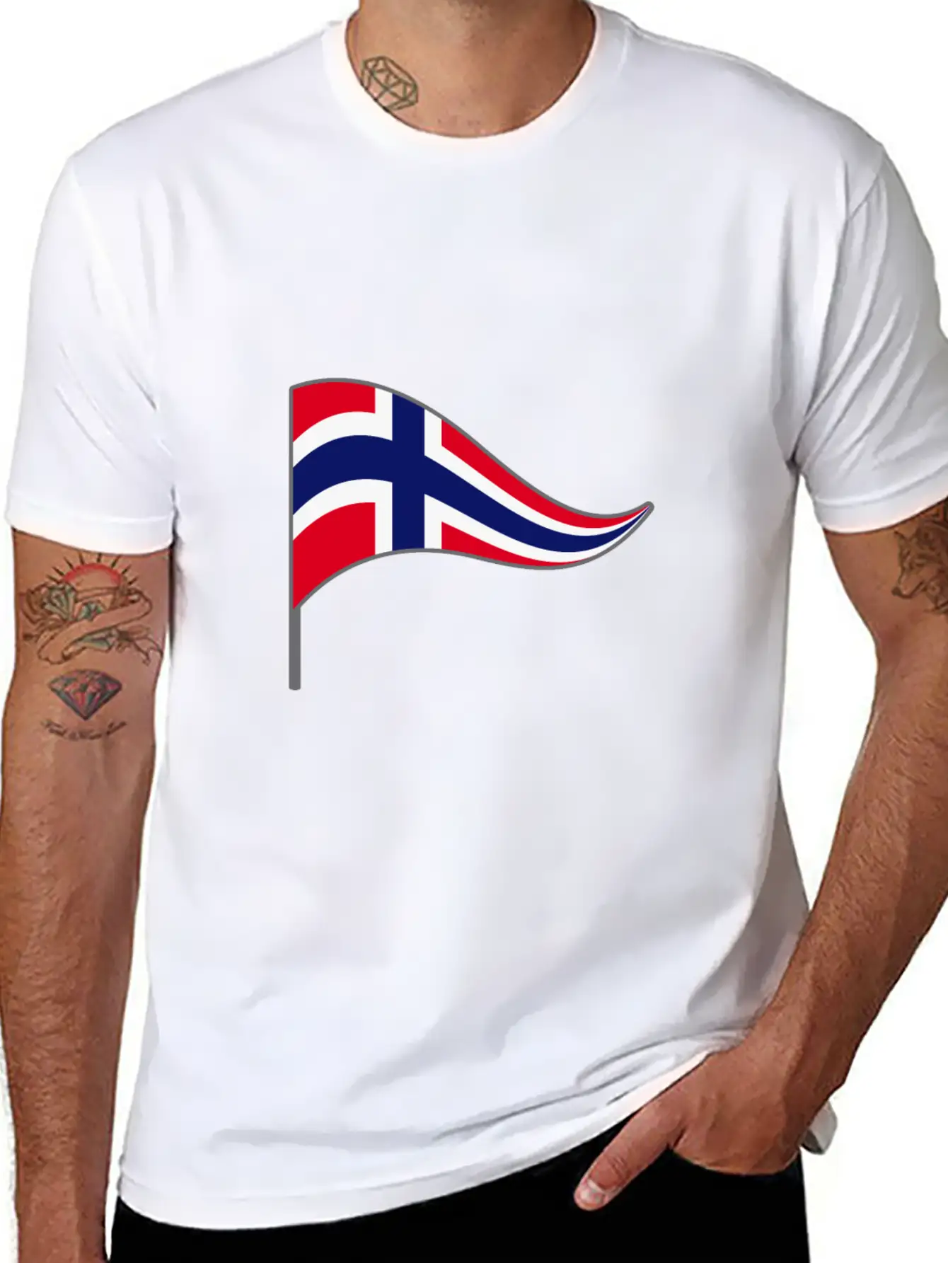 Norway Oslo Scandinavian Flag Banner Flags Essential Cotton Tee For Daily Outfits – Unisex Style