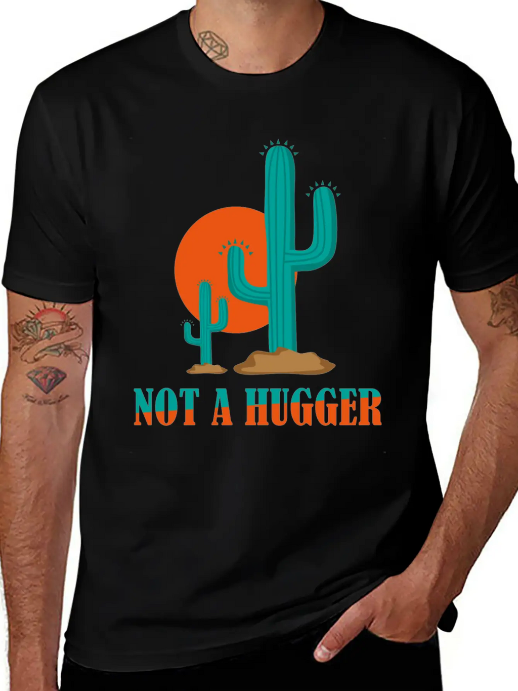 Not A Hugger Cactus Stylish Everyday T-Shirt – Unisex Basic Cotton Tee