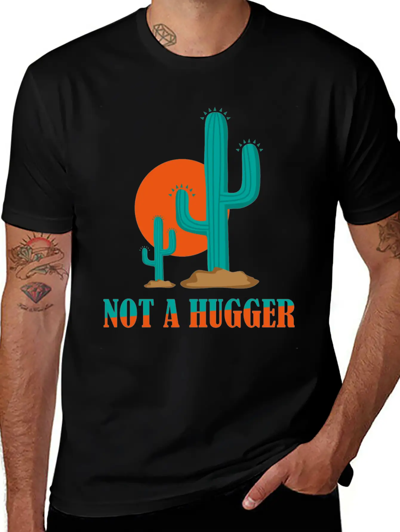 Not A Hugger Cactus Stylish Everyday T-Shirt – Unisex Basic Cotton Tee