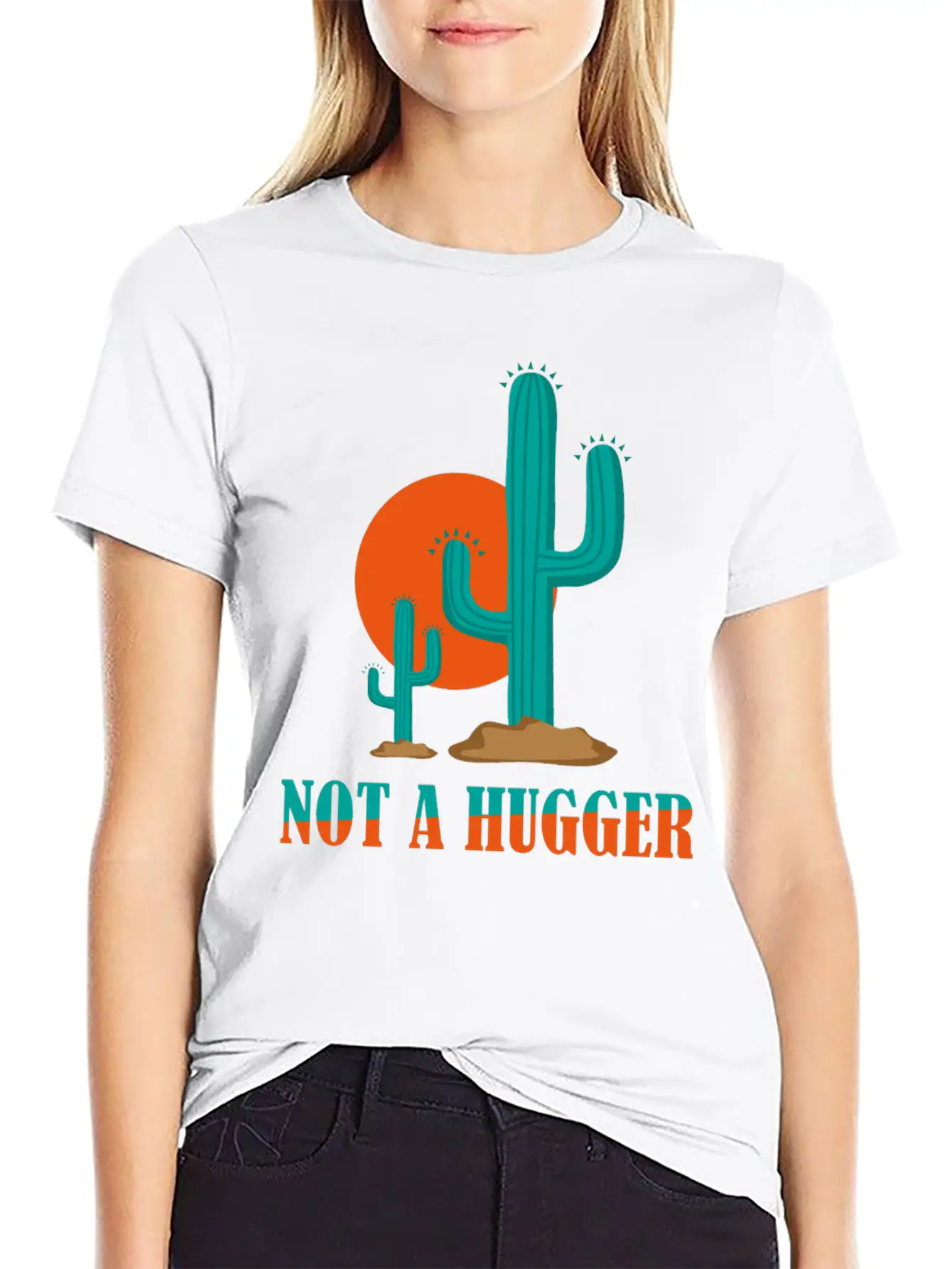 Not A Hugger Cactus Stylish Everyday T-Shirt – Unisex Basic Cotton Tee