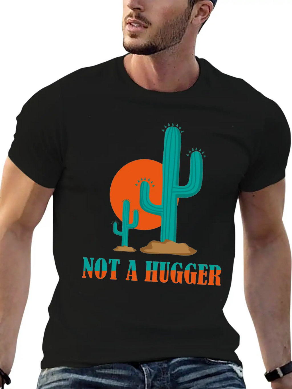 Not A Hugger Cactus Stylish Everyday T-Shirt – Unisex Basic Cotton Tee