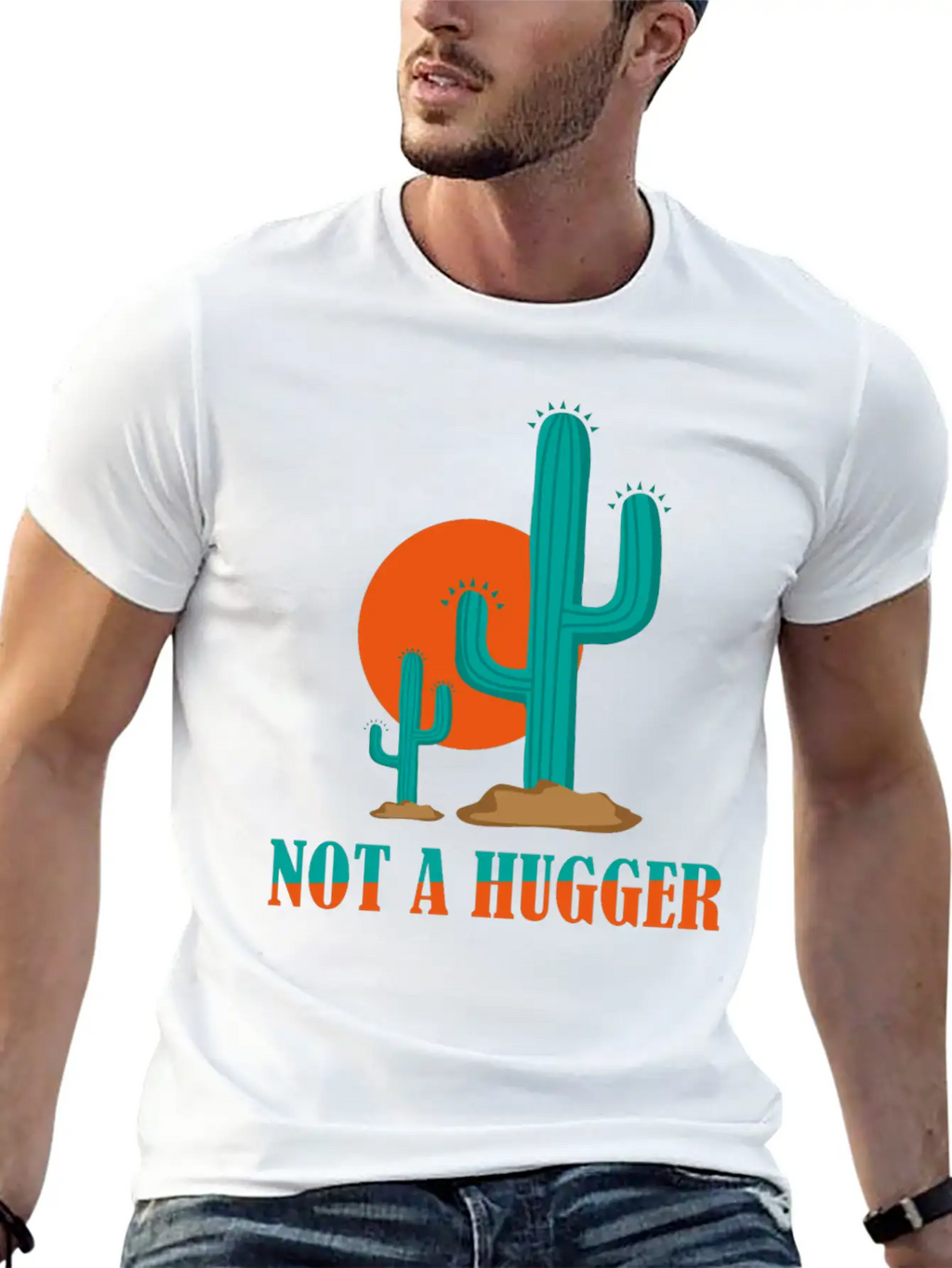 Not A Hugger Cactus Stylish Everyday T-Shirt – Unisex Basic Cotton Tee