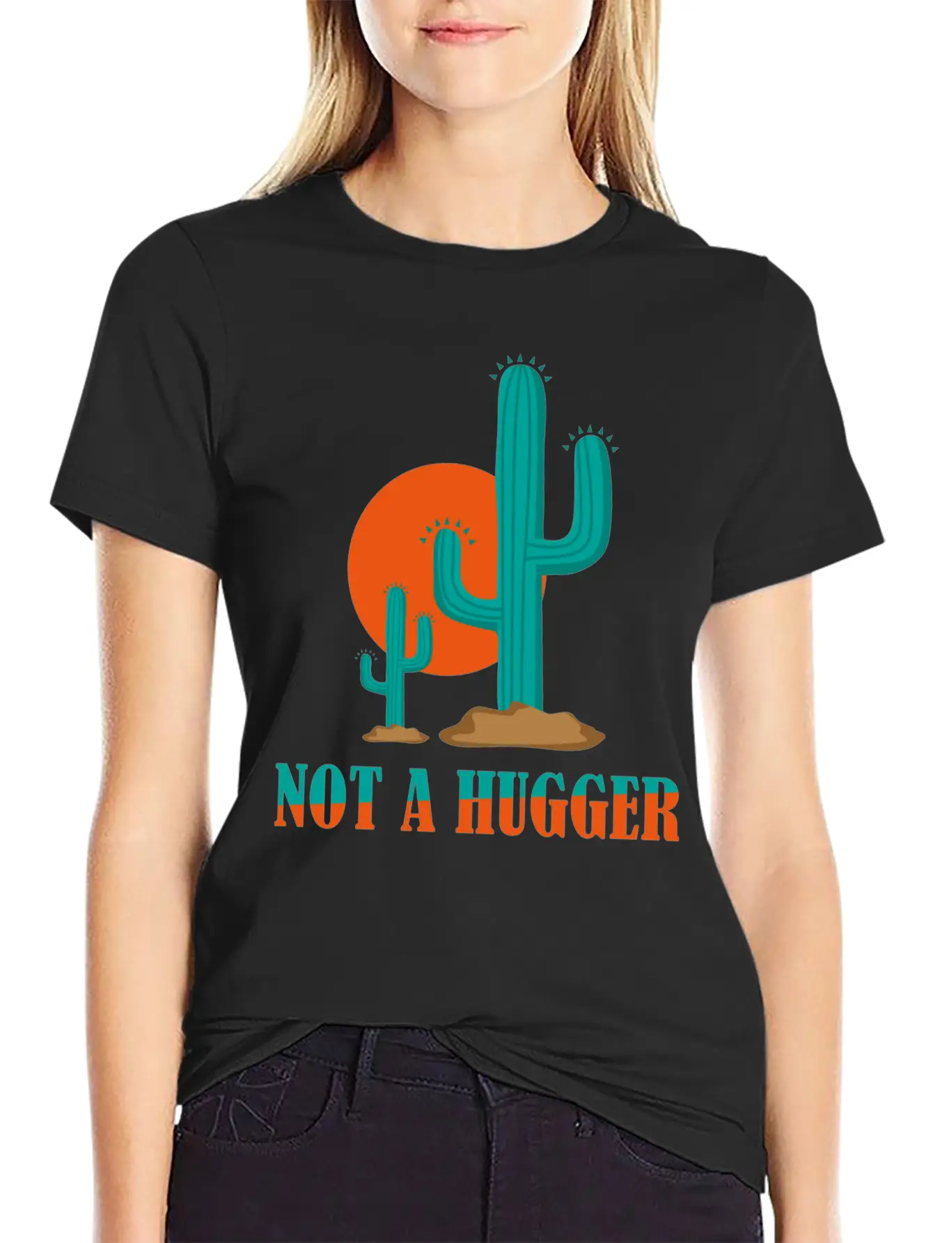 Not A Hugger Cactus Stylish Everyday T-Shirt – Unisex Basic Cotton Tee