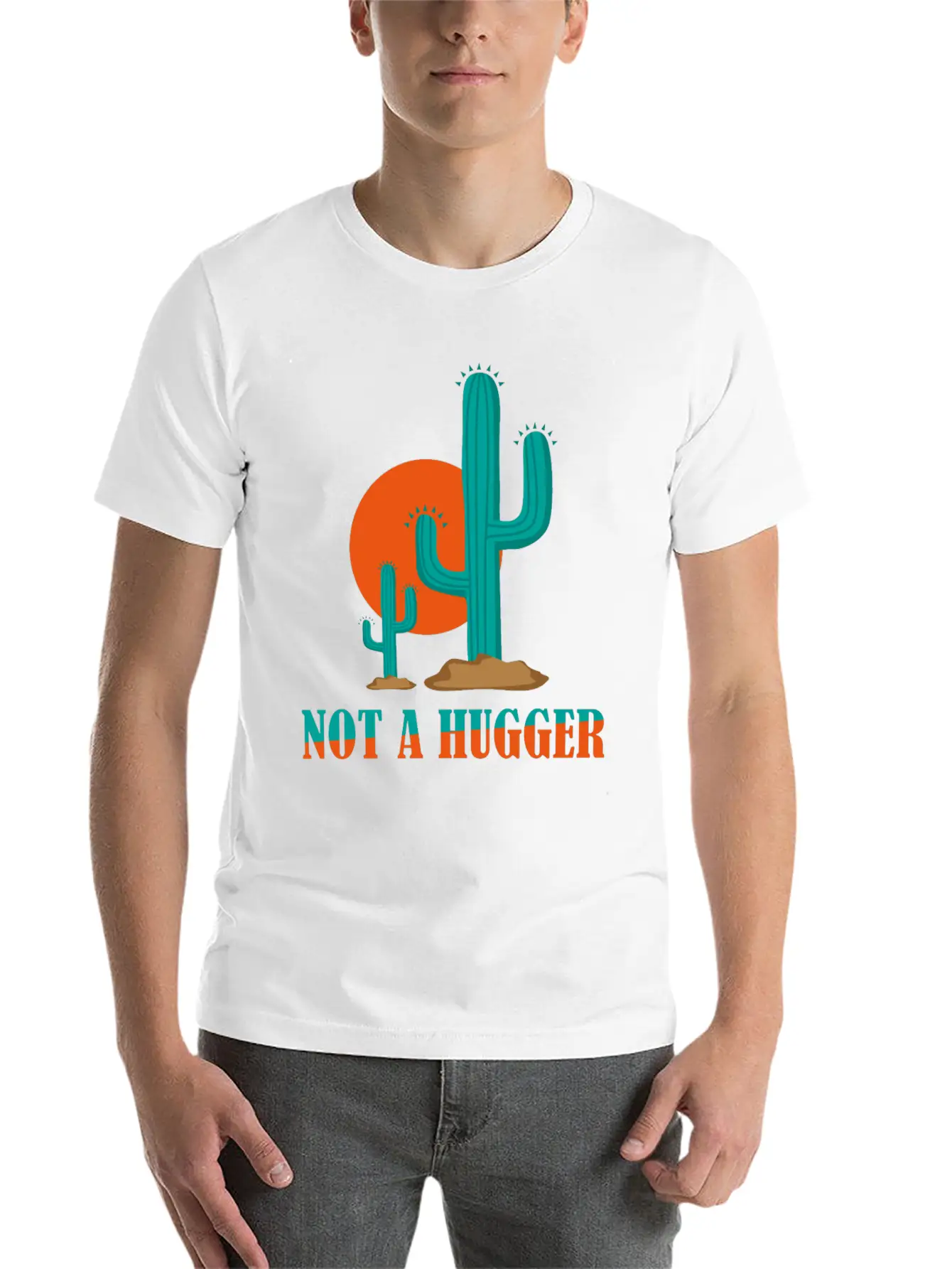 Not A Hugger Cactus Stylish Everyday T-Shirt – Unisex Basic Cotton Tee