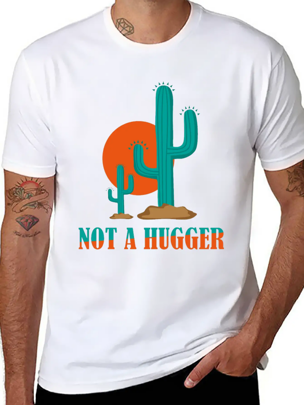 Not A Hugger Cactus Stylish Everyday T-Shirt – Unisex Basic Cotton Tee