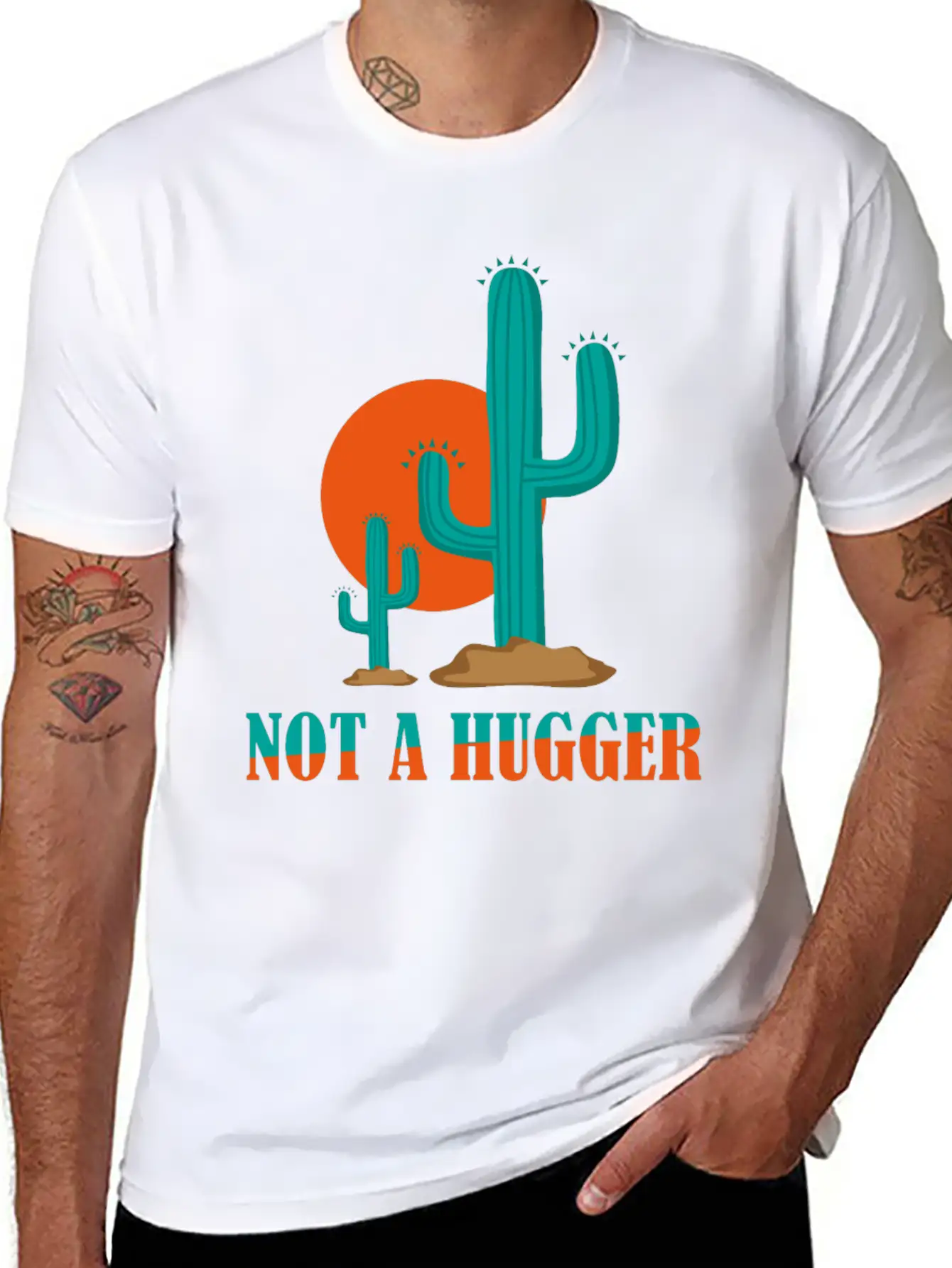 Not A Hugger Cactus Stylish Everyday T-Shirt – Unisex Basic Cotton Tee