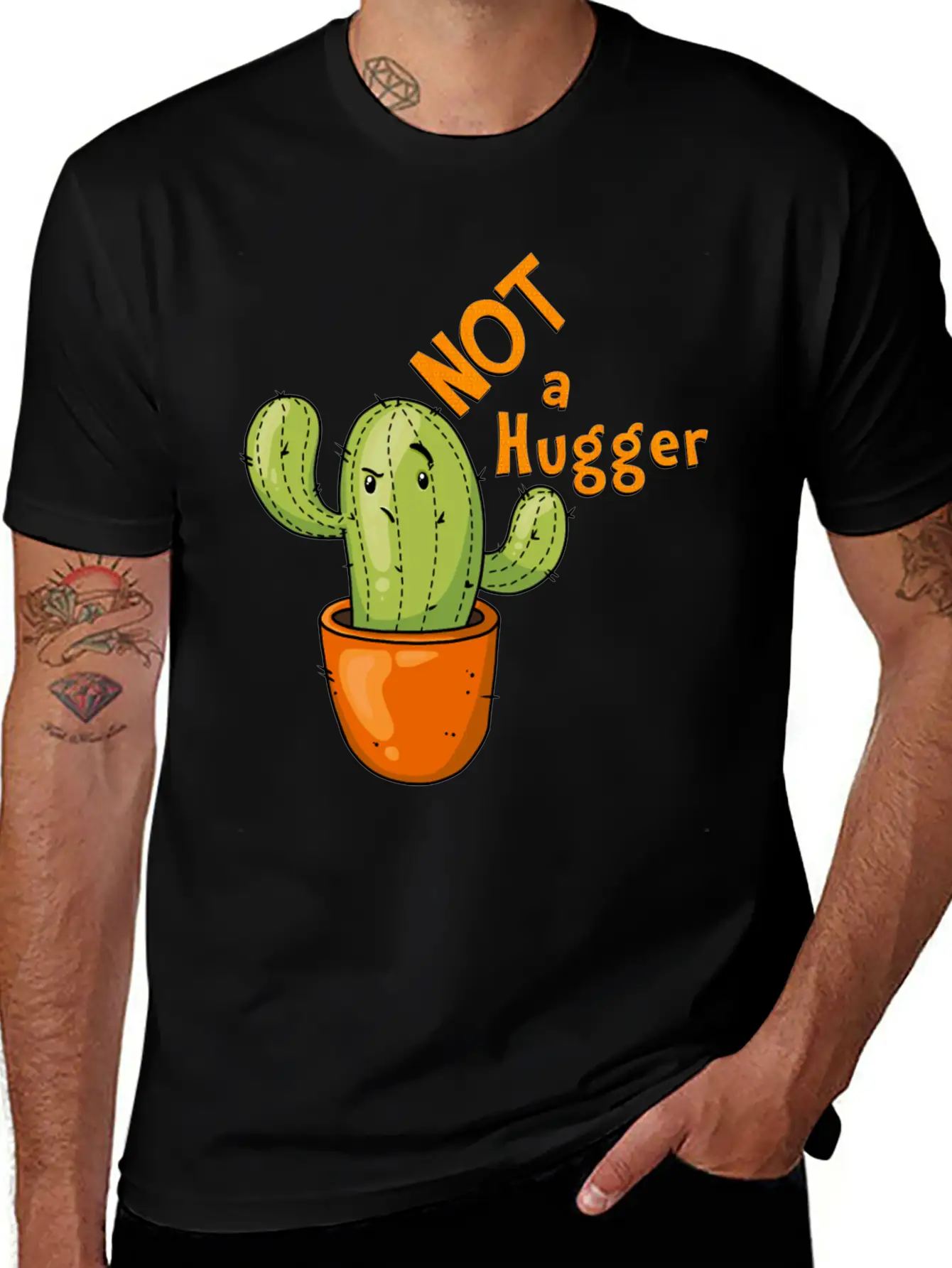 Not A Hugger Kawaii Cactus Breathable Soft Cotton T-Shirt – Timeless Casual Look