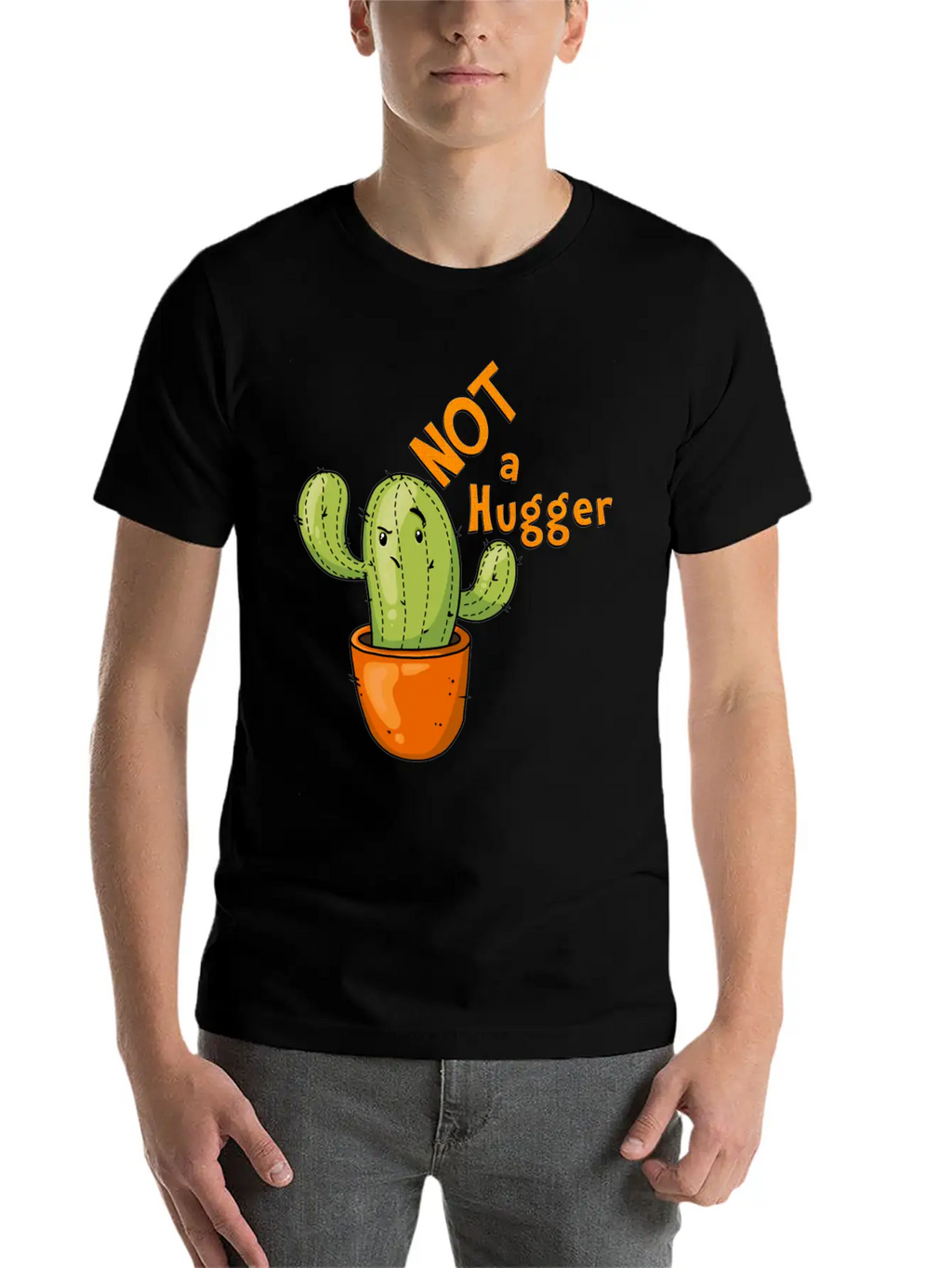 Not A Hugger Kawaii Cactus Breathable Soft Cotton T-Shirt – Timeless Casual Look