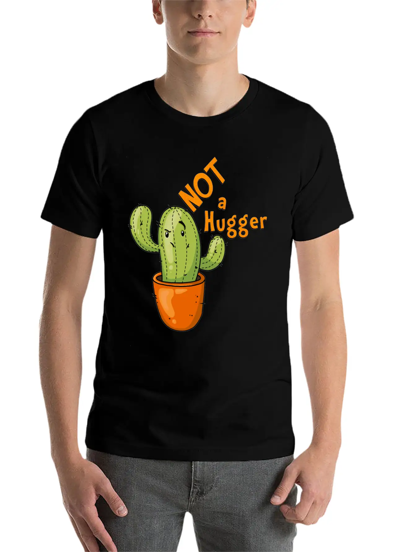 Not A Hugger Kawaii Cactus Breathable Soft Cotton T-Shirt – Timeless Casual Look