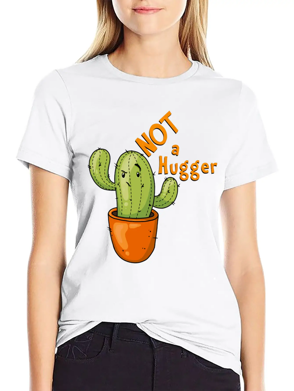 Not A Hugger Kawaii Cactus Breathable Soft Cotton T-Shirt – Timeless Casual Look