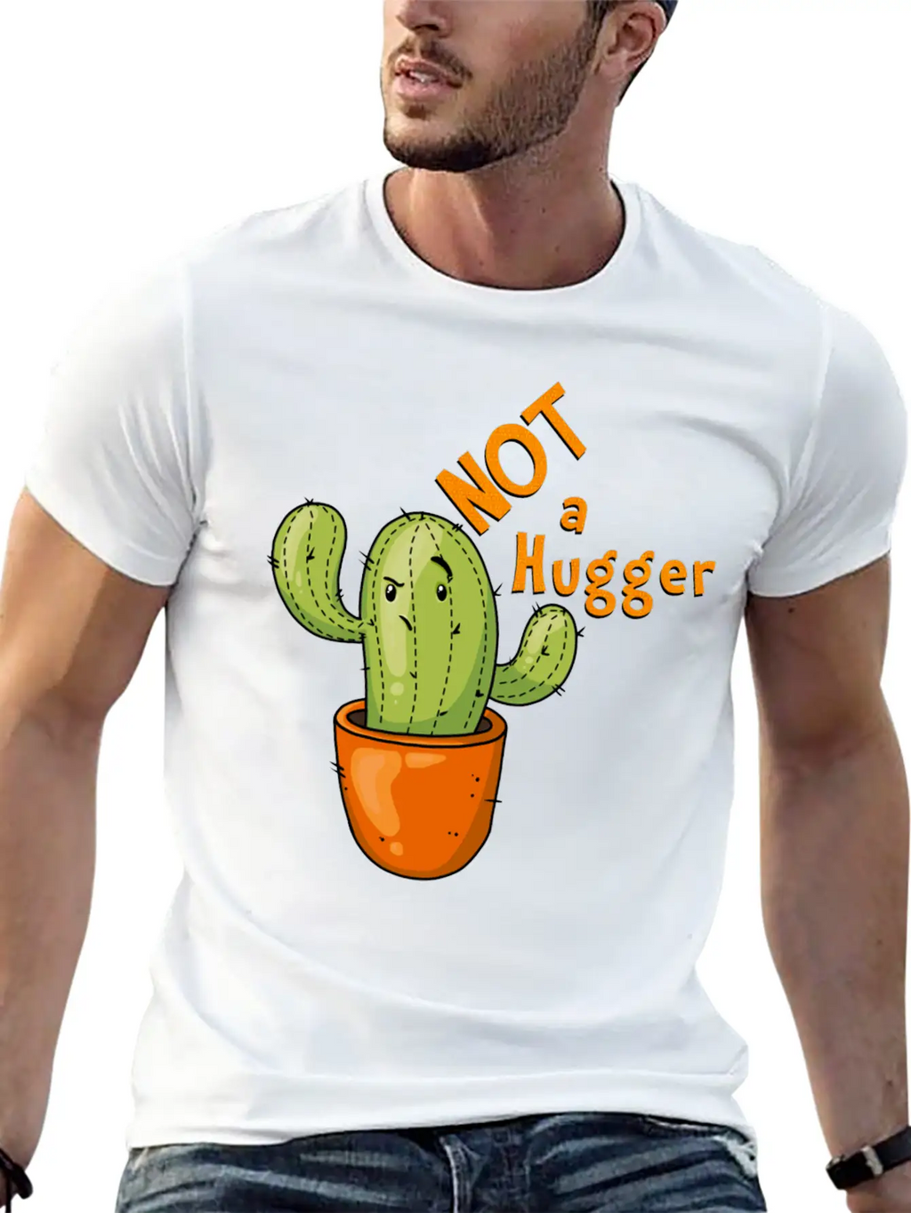 Not A Hugger Kawaii Cactus Breathable Soft Cotton T-Shirt – Timeless Casual Look