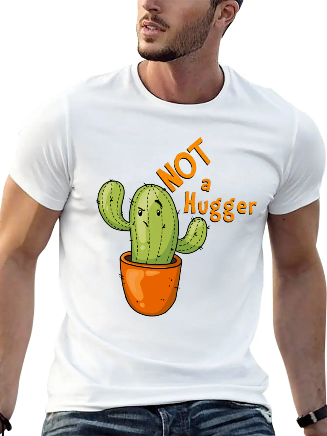 Not A Hugger Kawaii Cactus Breathable Soft Cotton T-Shirt – Timeless Casual Look
