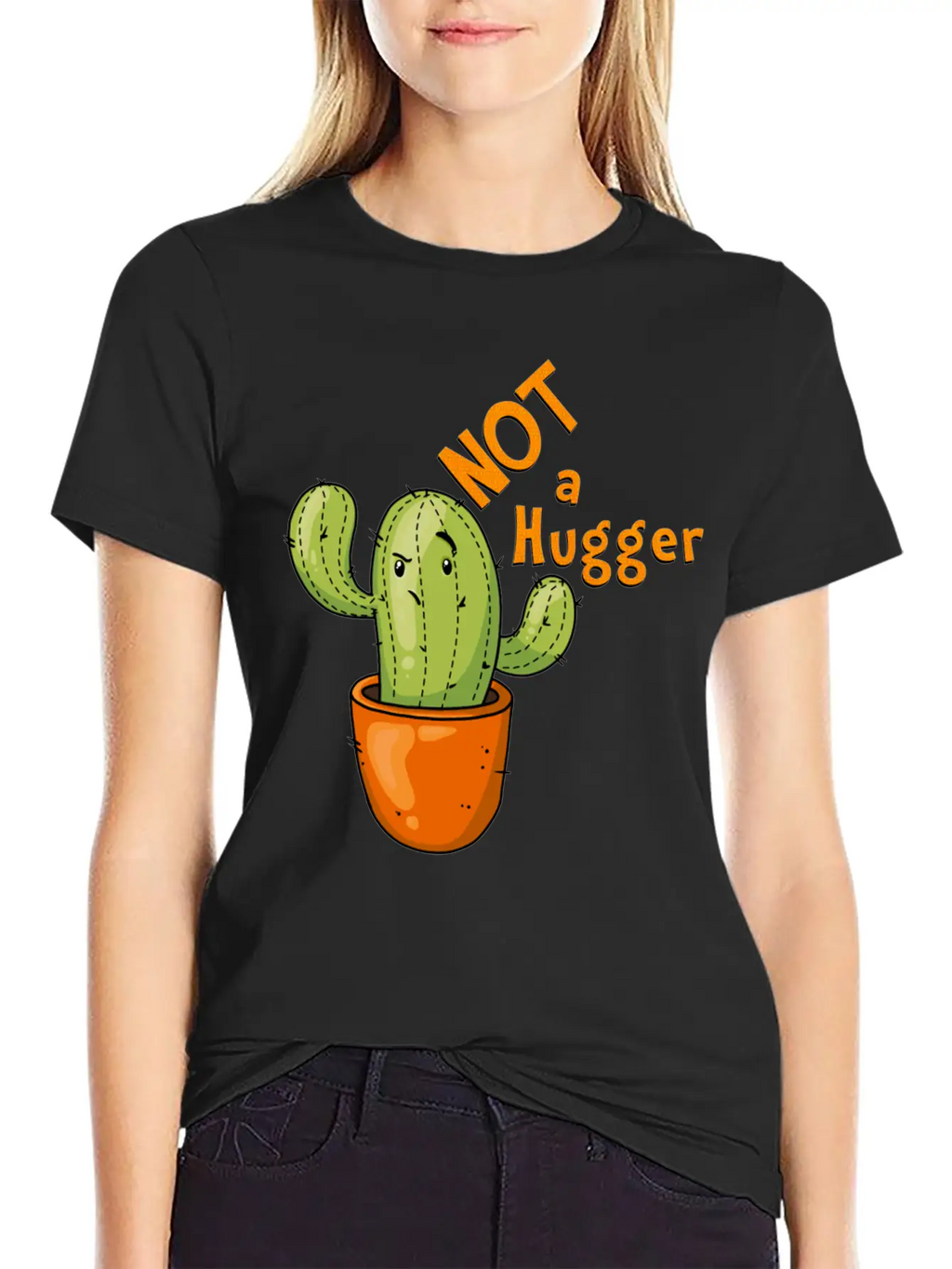 Not A Hugger Kawaii Cactus Breathable Soft Cotton T-Shirt – Timeless Casual Look