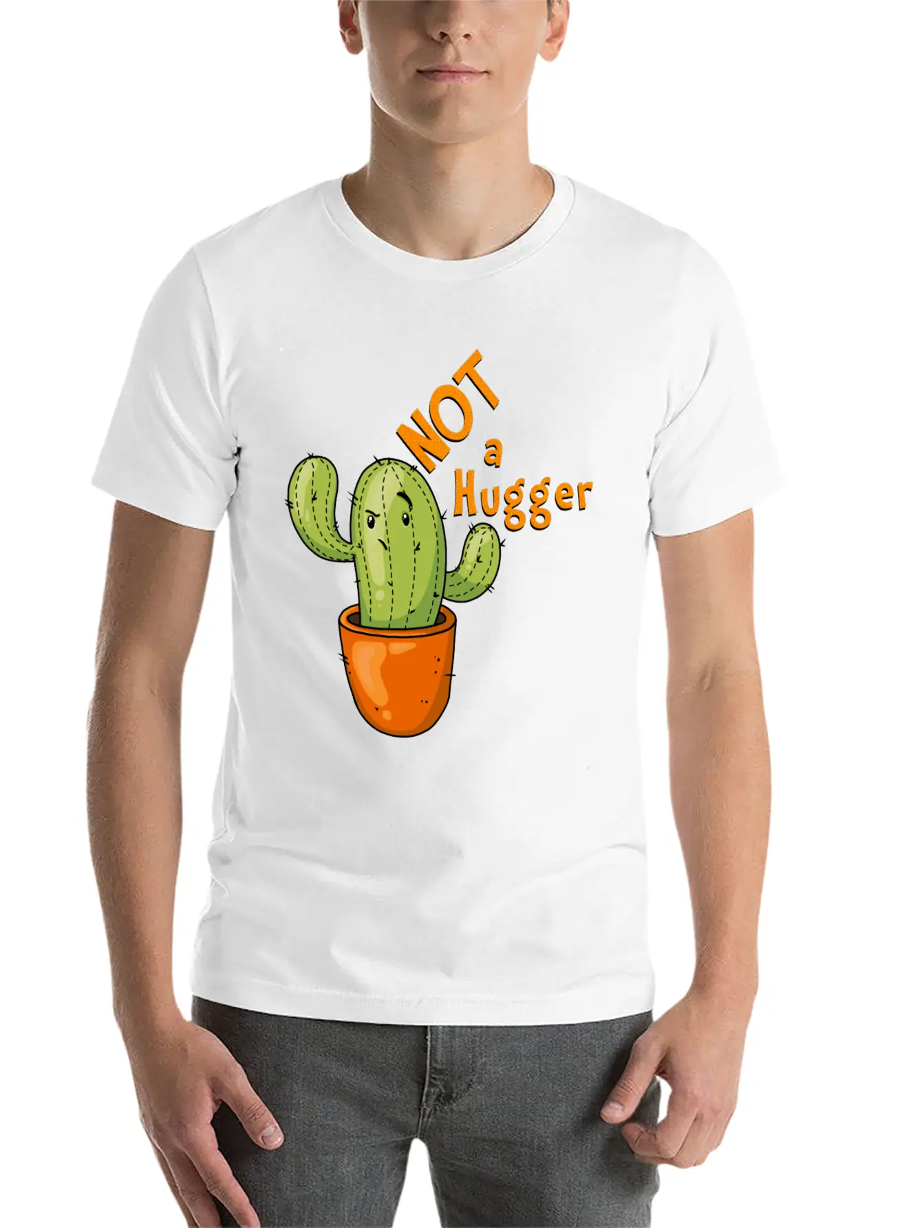 Not A Hugger Kawaii Cactus Breathable Soft Cotton T-Shirt – Timeless Casual Look