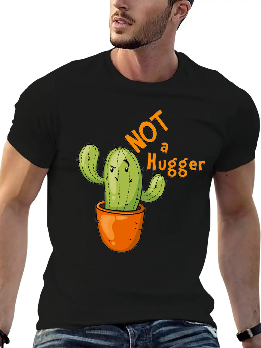 Not A Hugger Kawaii Cactus Breathable Soft Cotton T-Shirt – Timeless Casual Look