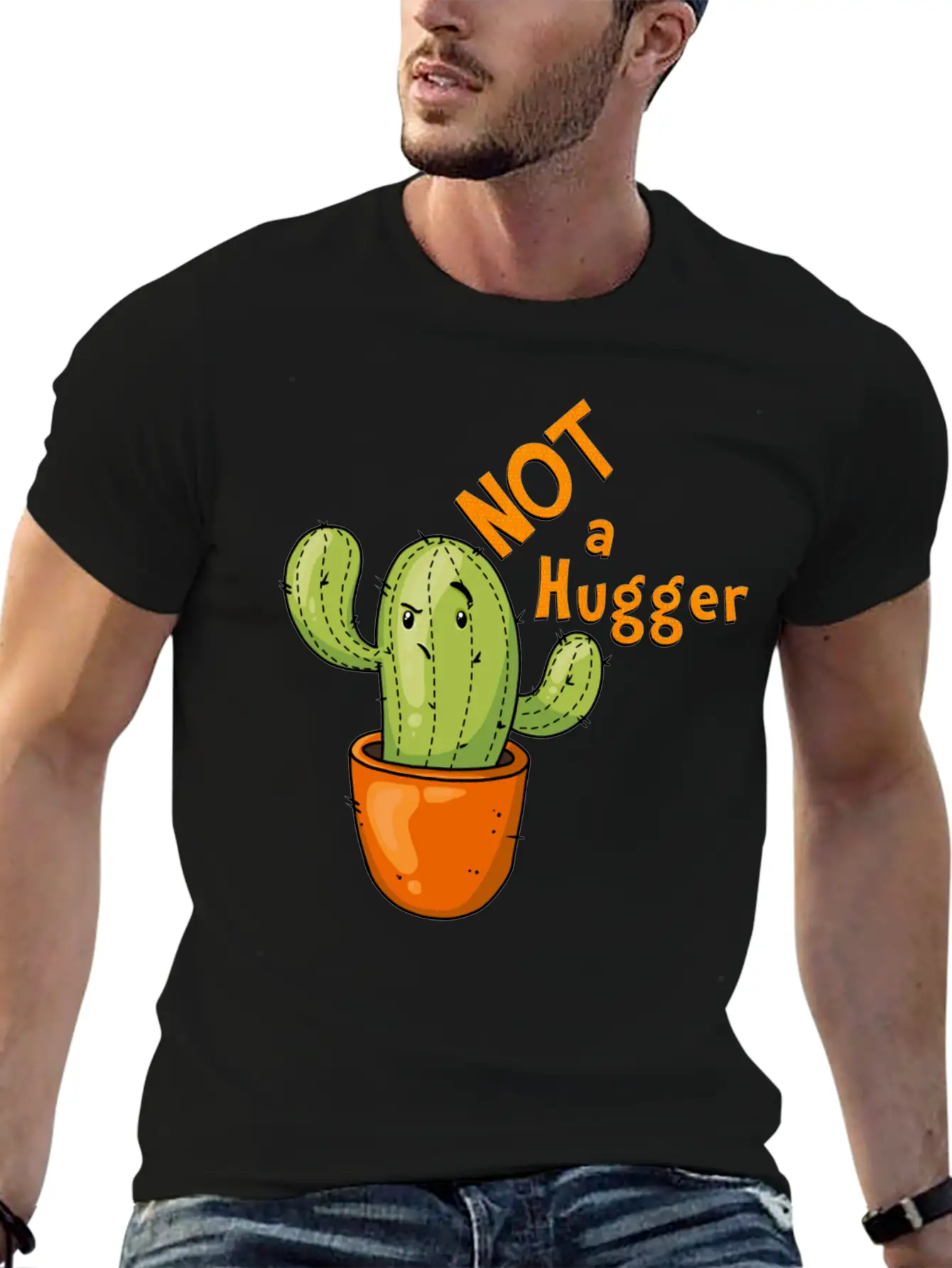 Not A Hugger Kawaii Cactus Breathable Soft Cotton T-Shirt – Timeless Casual Look